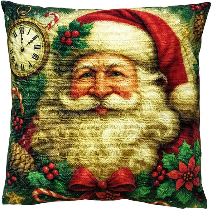 Clayre & Eef Sierkussen 45x45 cm Beige Polyester Kerstman