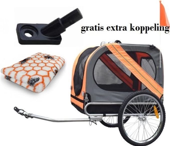 Fietskar- hondenfietskar - Pet trailer incl vedbed - 80x56,5x63cm