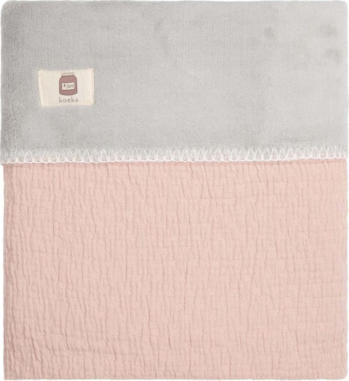 Koeka Wiegdeken Elba Teddy - dusty pink/silver grey 75x100cm