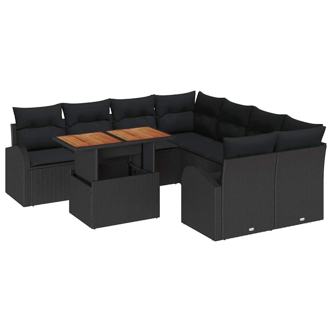 vidaXL - Tuinbank - Set - 9 - st - Zwart
