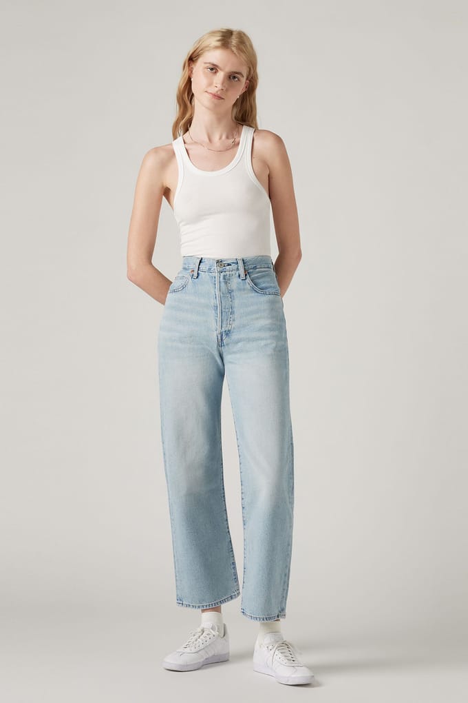 Levi's Ribcage Straight Ankle Jeans Light Indigo Größe: W30L29 | Straight Jeans Outlet | Damen | Blau