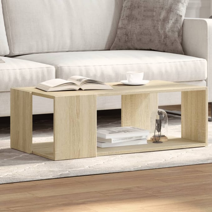 vidaXL - Salontafel - 89,5x48x30 - cm - bewerkt - hout - sonoma - eikenkleurig