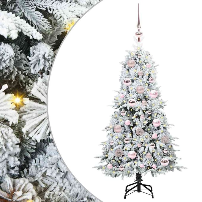 vidaXL - Kunstmatige - Hinged - Kerstboom - met - 150 - LED - Wit - 120 - cm - PE - en - PVC