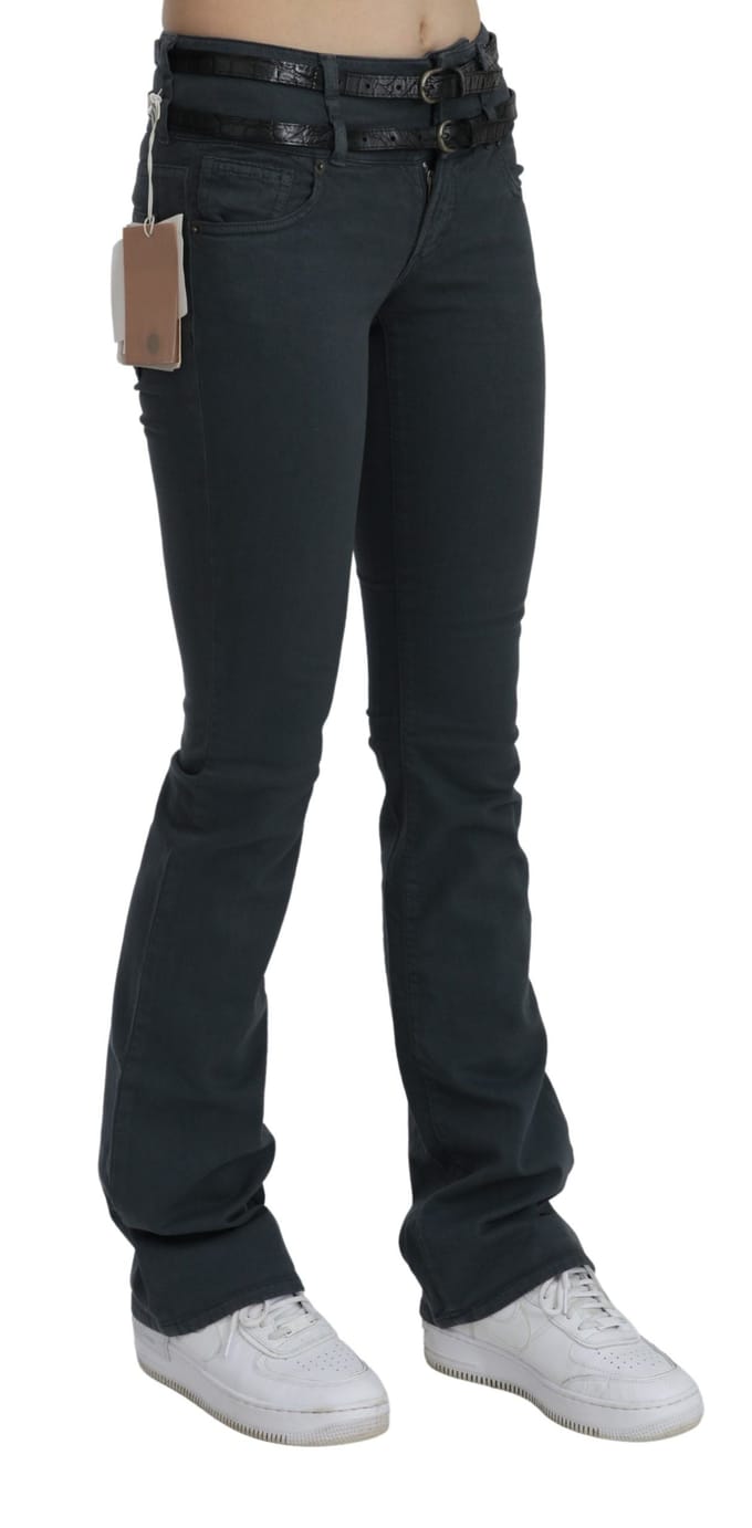 John Galliano Grijze Mid-Waist Slim Flared Denim Broek Jeans