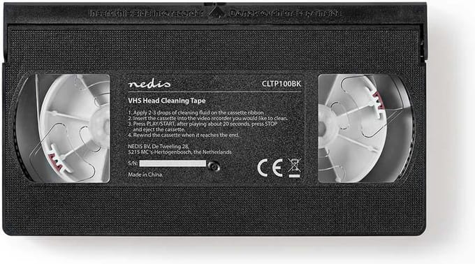 Nedis VHS-Reinigingscassette - 20 ml - VHS-Koppen - Zwart