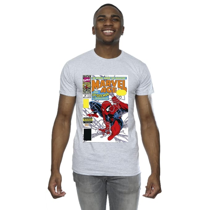 Marvel Heren Spider-Man Marvel Age Comic Cover T-Shirt (Sportgrijs)