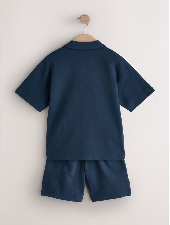 Next - Jongens - Set van overhemd met revers en knoopsluiting en short - Blauw