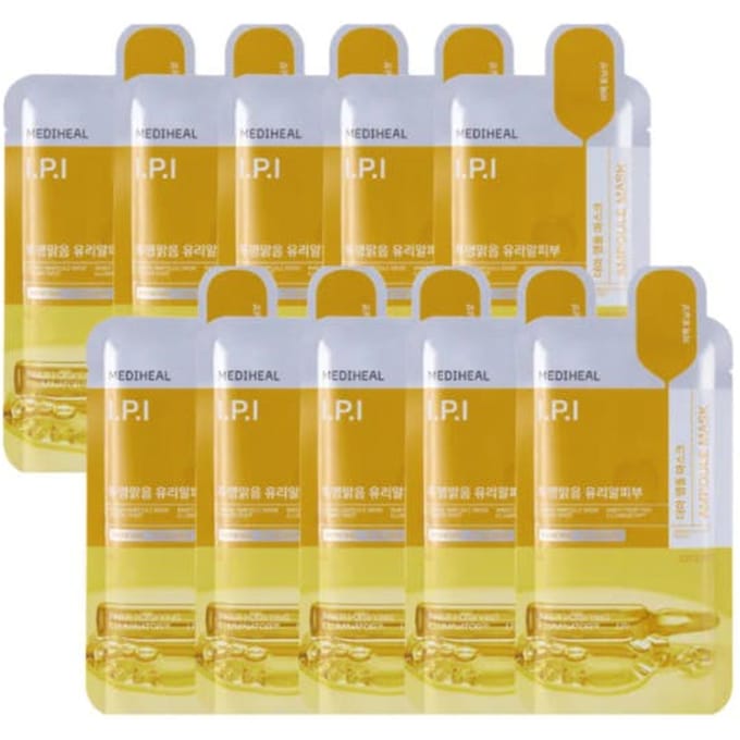 MEDIHEAL Masque Ampoule Derma IPI Apaisant & Réparation de la Barrière Cutanée Masque en Feuille 10 pièces white