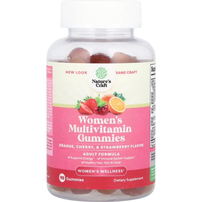 Nature'S Craft, Multivitamine Gummies voor Vrouwen, Sinaasappel, Kers & Aardbei, 90 Gummies