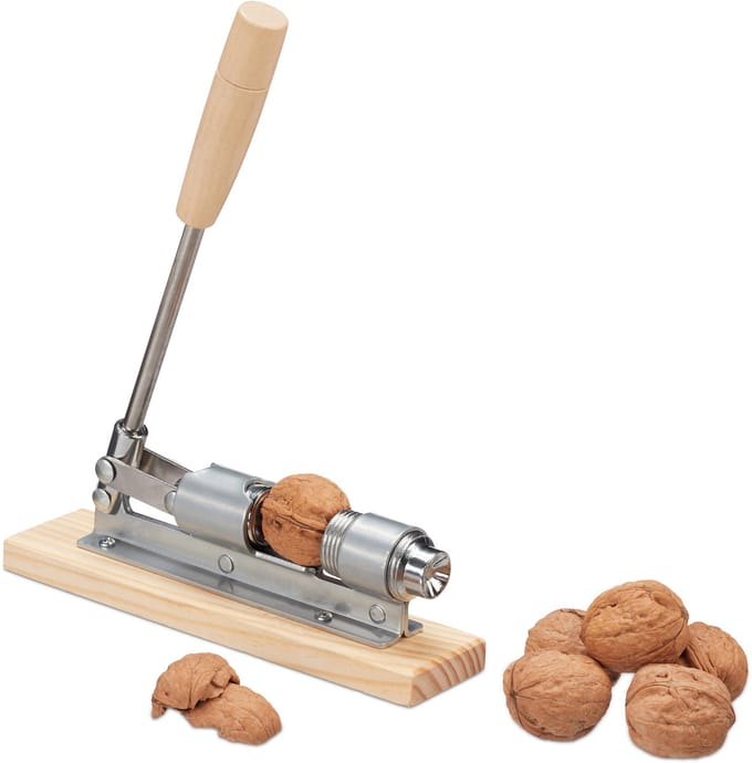 retro notenkraker - hout - verstelbare grootte - met hendel