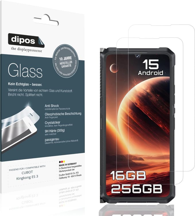 dipos – 2x Pantserfolie geschikt voor CUBOT Kingkong ES 3 | 9H Screenprotector