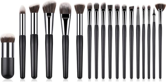 Makeup kwastenset - Makeup kwasten - 18 delig - Zwart/zilver - Able & Borret