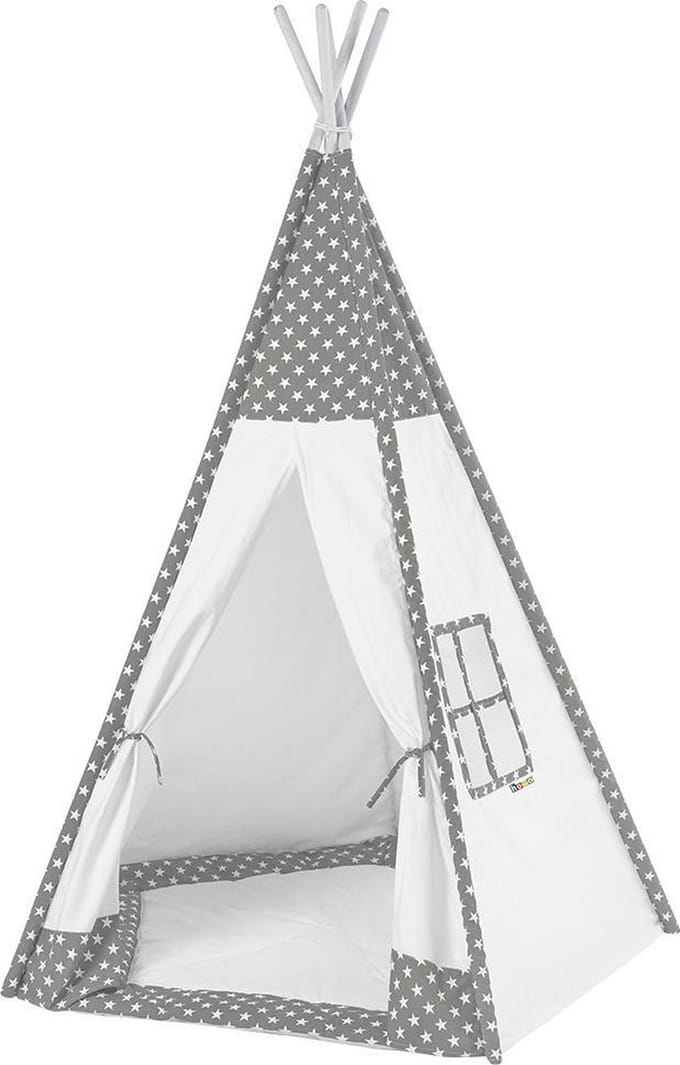 howa Tipi  Wigwam "Toni" met Vloermat - Speeltent wit / grijs 8512
