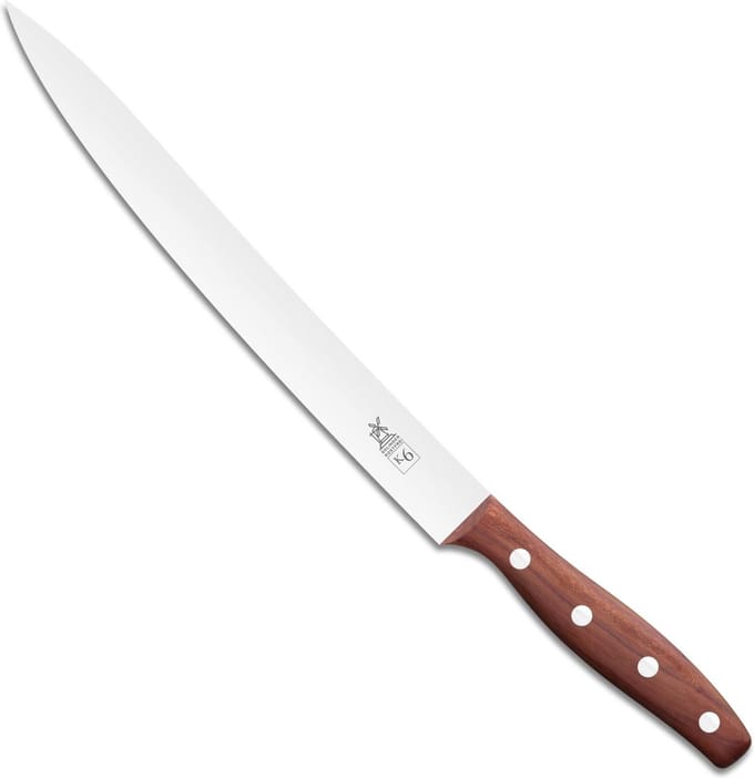 Robert Herder K6 Vleesmes / Fileermes - RVS - Spits - Lemmet 23 cm - Heft Pruimenhout