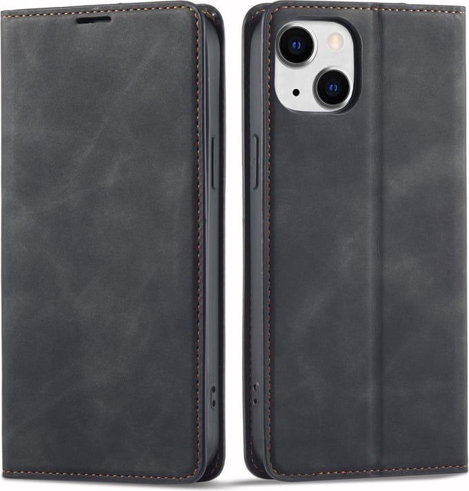Bookcase Geschikt voor Apple iPhone 14 - Zwart - Pasjeshouder - Portemonnee hoesje