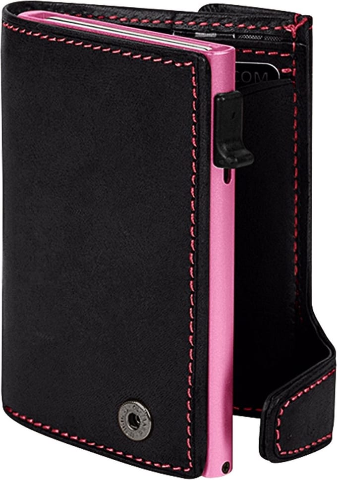 Tony Perotti Furbo Leren RFID Pasjeshouder met Papier-en kleingeldvak Black/Fuchsia