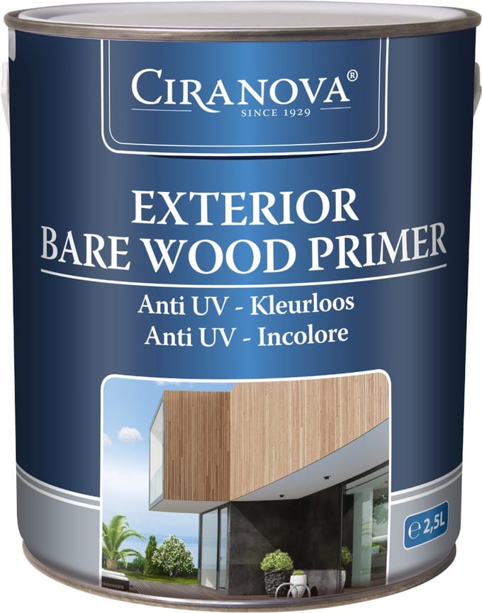 Ciranova Exterior Bare Wood Primer - 2,5 liter - Kleurloos - Beschermende Houtprimer