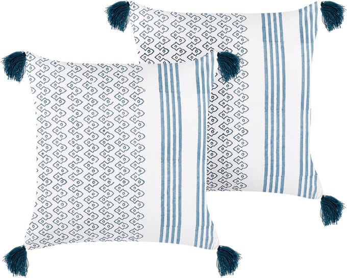 TILIA - Sierkussen set van 2 - Donkerblauw - 45 x 45 cm - Katoen