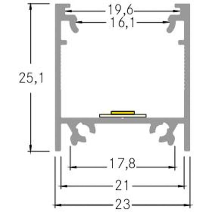 BRUMBERG aanbouwprofiel hoogte 25 mm lengte 1 m wit