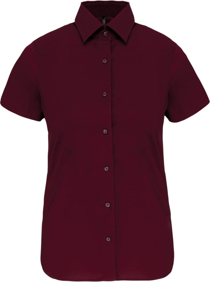 Kariban Dames stretch blouse korte mouwen K532 - Wine - S