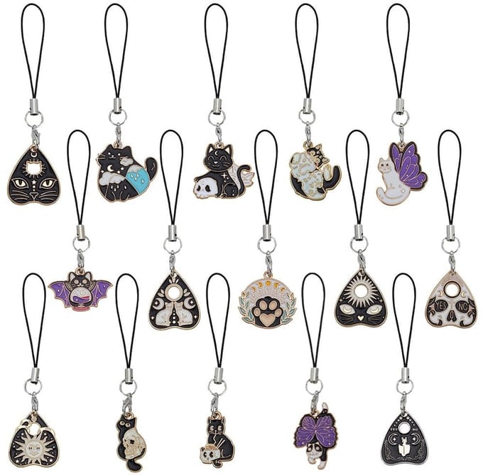 Dailygoods - 15 Stijlen Telefoon Bedelhangers van Legering met Kattenthema