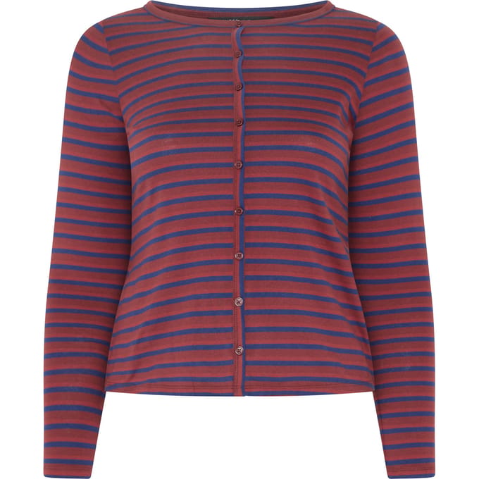 Limited Collection Roodblauwe Gestreepte Top Met Knoopsluiting Size 44
