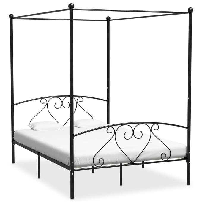 vidaXL - Hemelbedframe - metaal - zwart - 140x200 - cm
