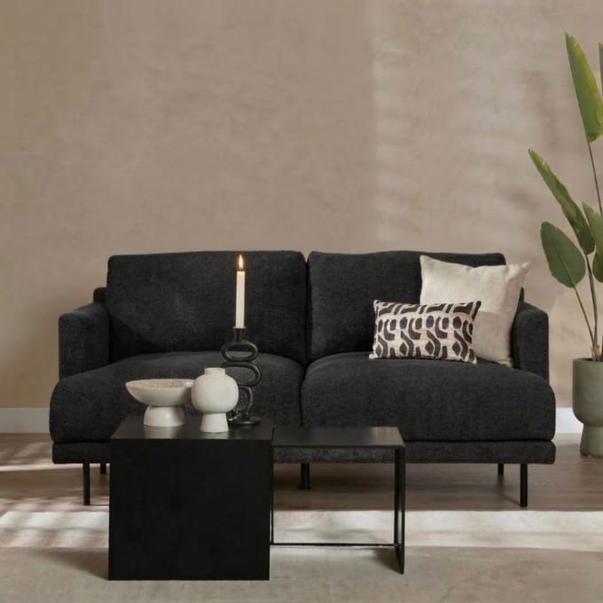 Bronx71® Scandinavische bank 2,5-zits Denver bouclé zwart