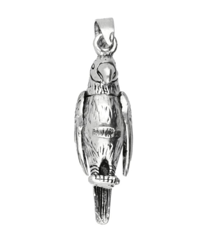 Zilveren Papegaai bewegend ketting hanger