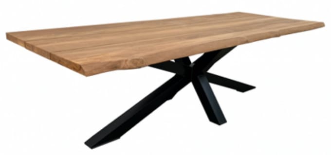 Bentley tuintafel 260cm | oud teak boomschors | matrix poot zwart