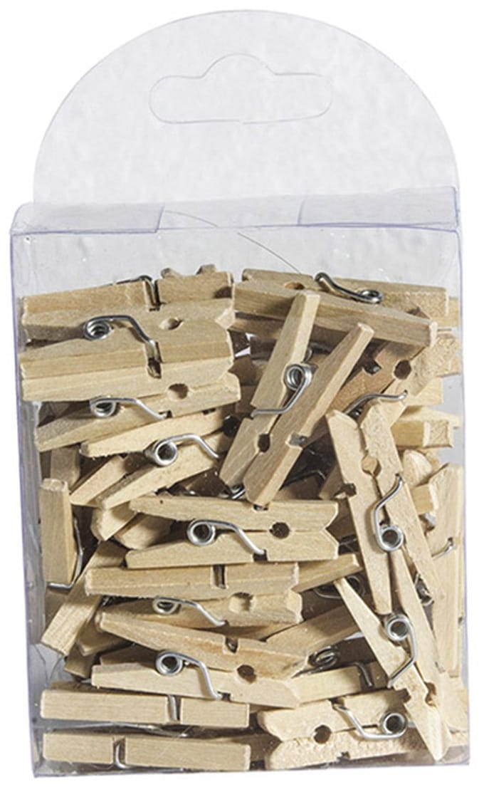 Chaks Hobby mini wasknijpers - 50x - naturel - hout- 2,5 cm