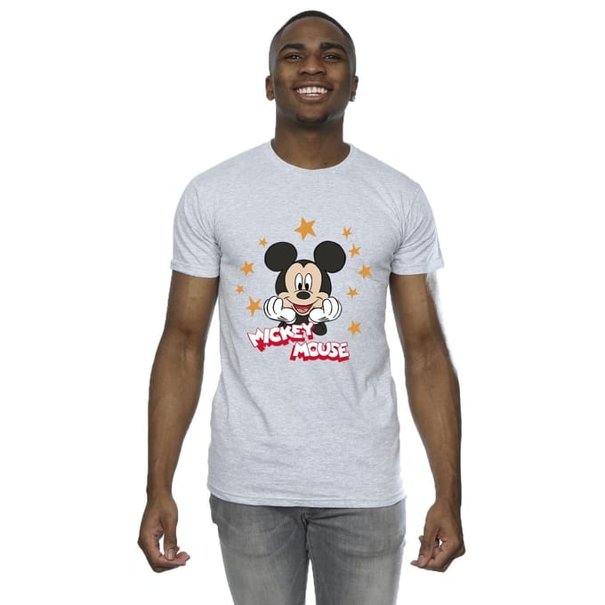 Disney Heren Mickey Mouse Sterren T-Shirt (Sportgrijs)