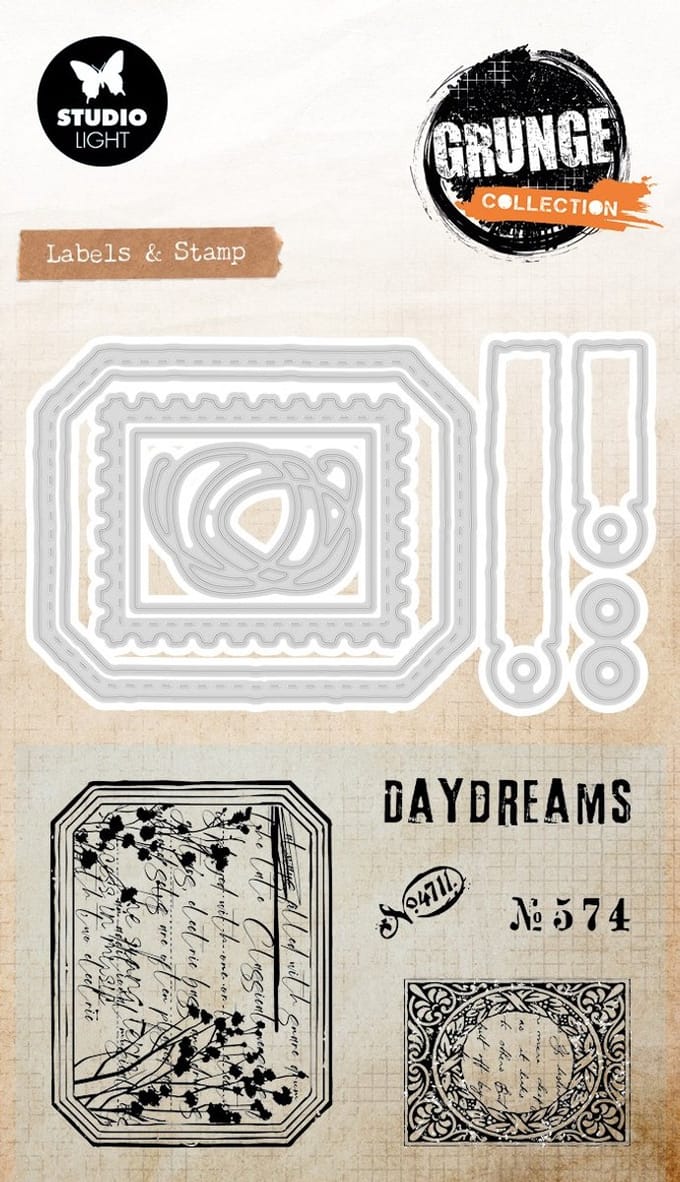 Stamp & cutting die Label & stamp - Grunge collection nr. 100