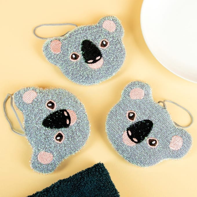 Kikkerland Koala sponsjes - Krasvrij - 3 stuks - Duurzaam - Nylon