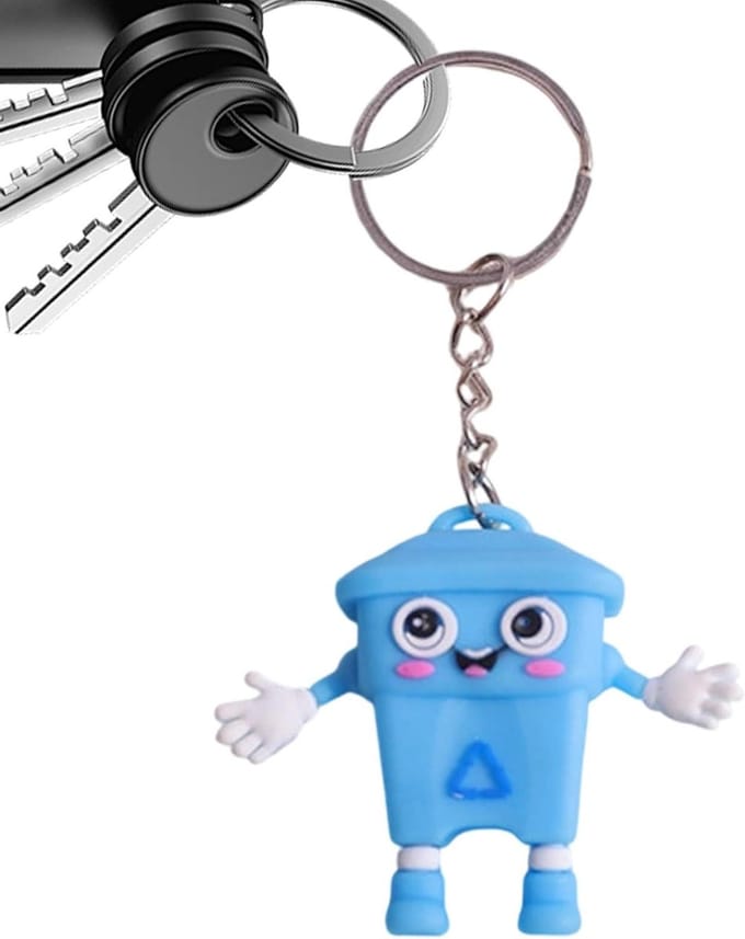 Sleutelhanger - Prullenbak Charm - Decoratie Tas - Uniek Ontwerp - 18g Gewicht - Grijs