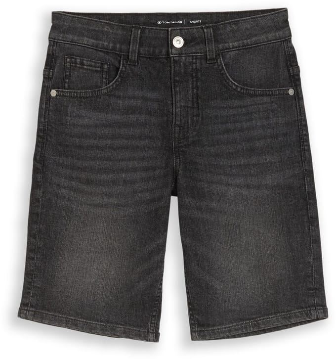 Tom Tailor - JIM BERMUDA jeansshort met stretch - Maat 128 - used dark stone grey denim