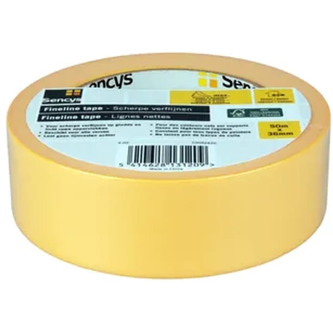 Sencys Afplaktape Fineline Geel 50mx36mm