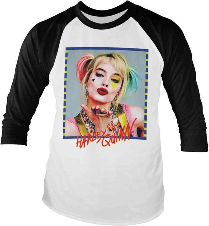 DC Comics Harley Quinn Raglan top -S- Birds Of Prey - Kiss Wit/Zwart