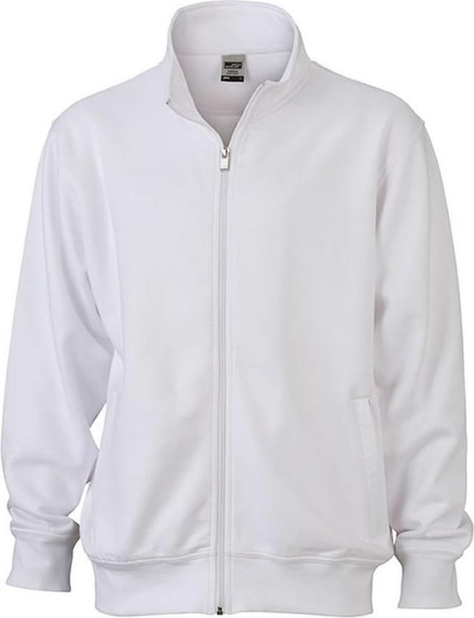 James and Nicholson Unisex Workwear Sweat Jacket (Wit)