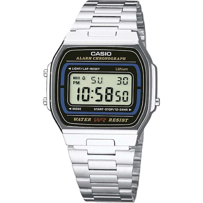 Casio Retro Vintage Unisex Digitaal Horloge A164WA-1VES - Zilverkleurig Roestvrij Staal