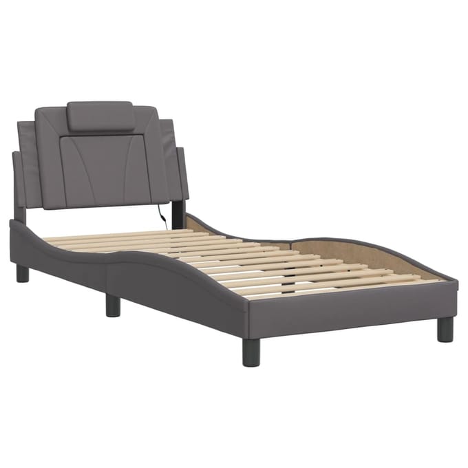 vidaXL - Bedframe - "Viana" - met - LED - zonder - matras - grijs - 90x190 - cm