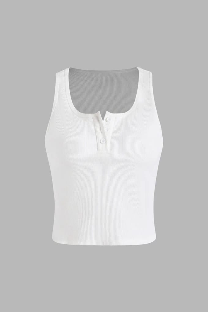 Basis Knop Gedetailleerde Crop Top