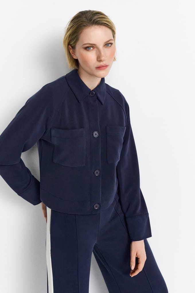 Rich & Royal Scuba Jacket Denim Look Midnight Blue Taglia: S | Giacche corte Outlet | Donna | Blu