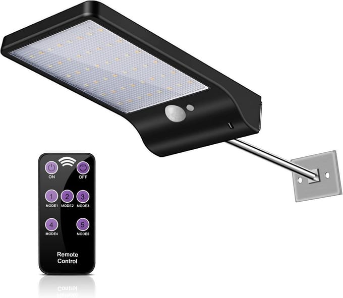 Waterdichte LED Solar Beveiligingslamp met Bewegingssensor en Afstandsbediening voor Tuin en Terras