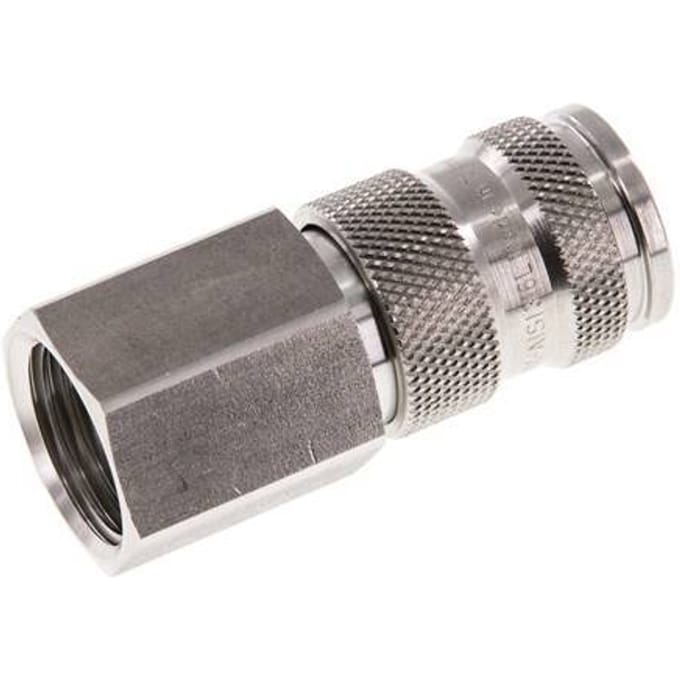 RVS 306L DN 7.8 Luchtkoppeling Snelkoppeling G 1/2 inch Binnendraad Double Shut-Off - CLS7-F-SSL-SV-P-BL-012