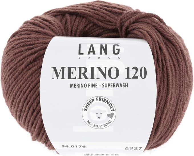 Lang Yarns Merino 120 - 176 cognac - Merinowol Garen