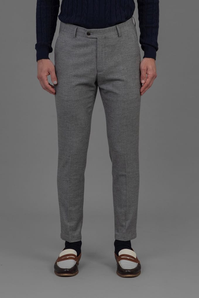 Laurent Vergne - Heren - Broek - Grijs - flanel - maat 46 - Slim fit