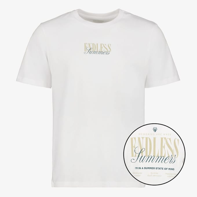 JJ REBEL heren T-shirt met backprint wit - Maat M