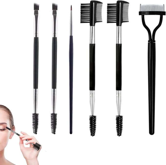 Set van 6 Wimperkrullers met Wimperkam, 2-Piece Wimperkam en Precisieborstel voor Professionele Oogmake-up