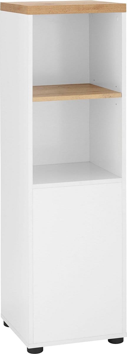 Thessa-Kast - 1-deur 1-plank - Wit/Eiken
